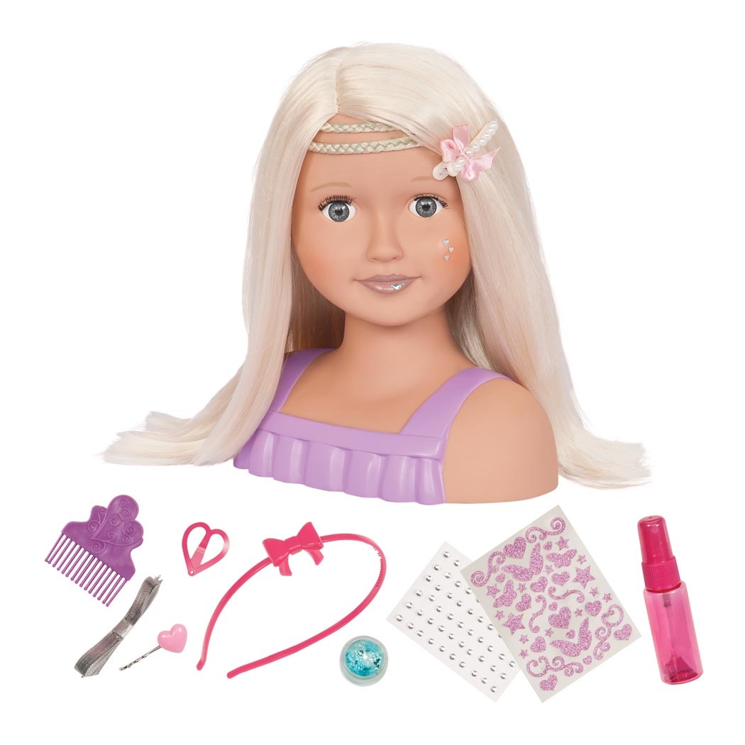 Our Generation - Bambola Trista Con Testa Per Styling, Capelli Biondi E Occhi Azzurri - Gioco Creativo Per Bambine E Bambini Dai 3 Anni In Su